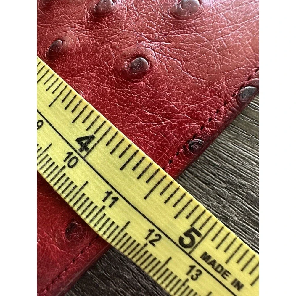 Ostrich Collection Red Genuine Red Ostrich Textured Leather Unisex Wallet